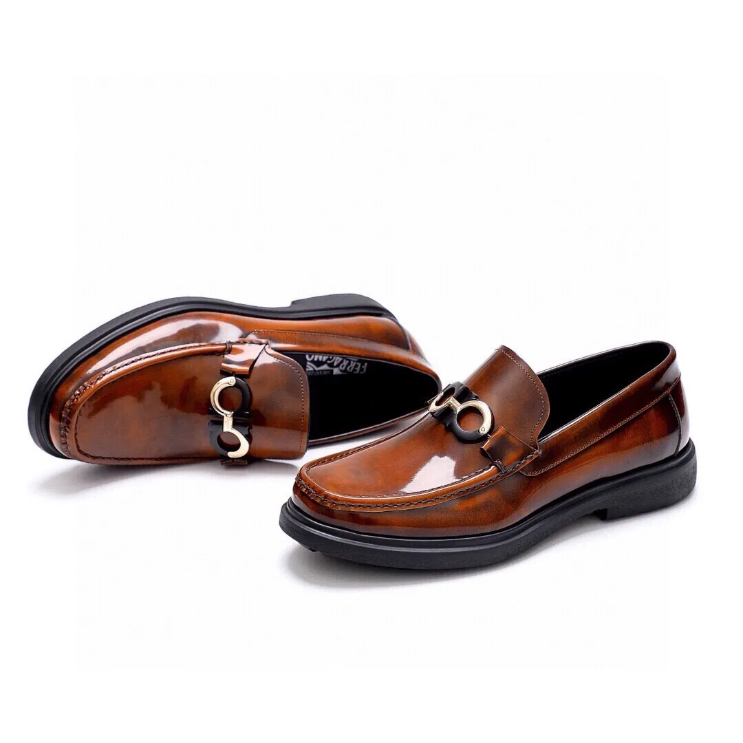 Men's shoes 💰520 💐[Ferragamo/Ferragamo] New 🐲Ferragamo* Ferragamo classic formal leather shoes! It is made of imported first-layer open-edge beaded cowhide leather upper + luxurious hardware buckle, and the inner layer is comfortable first-layer cowhide 🐂 leather lining! Original rubber outsole! Code number 38-44 (45🉑️customized)